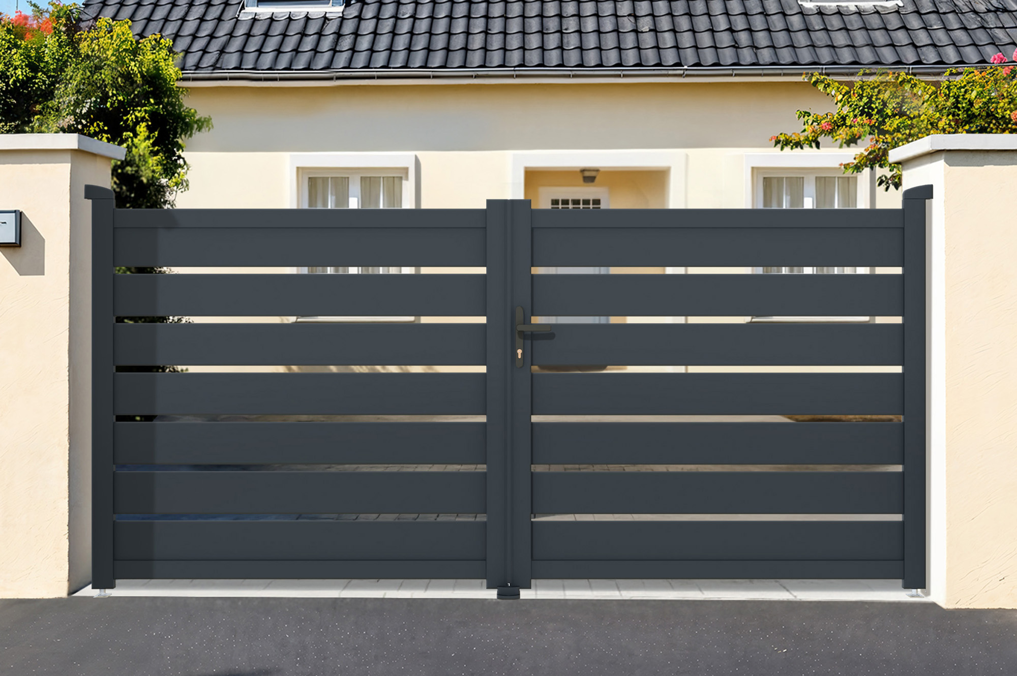 Cancello battente in alluminio grigio VOGEL H.140cm 4m 1