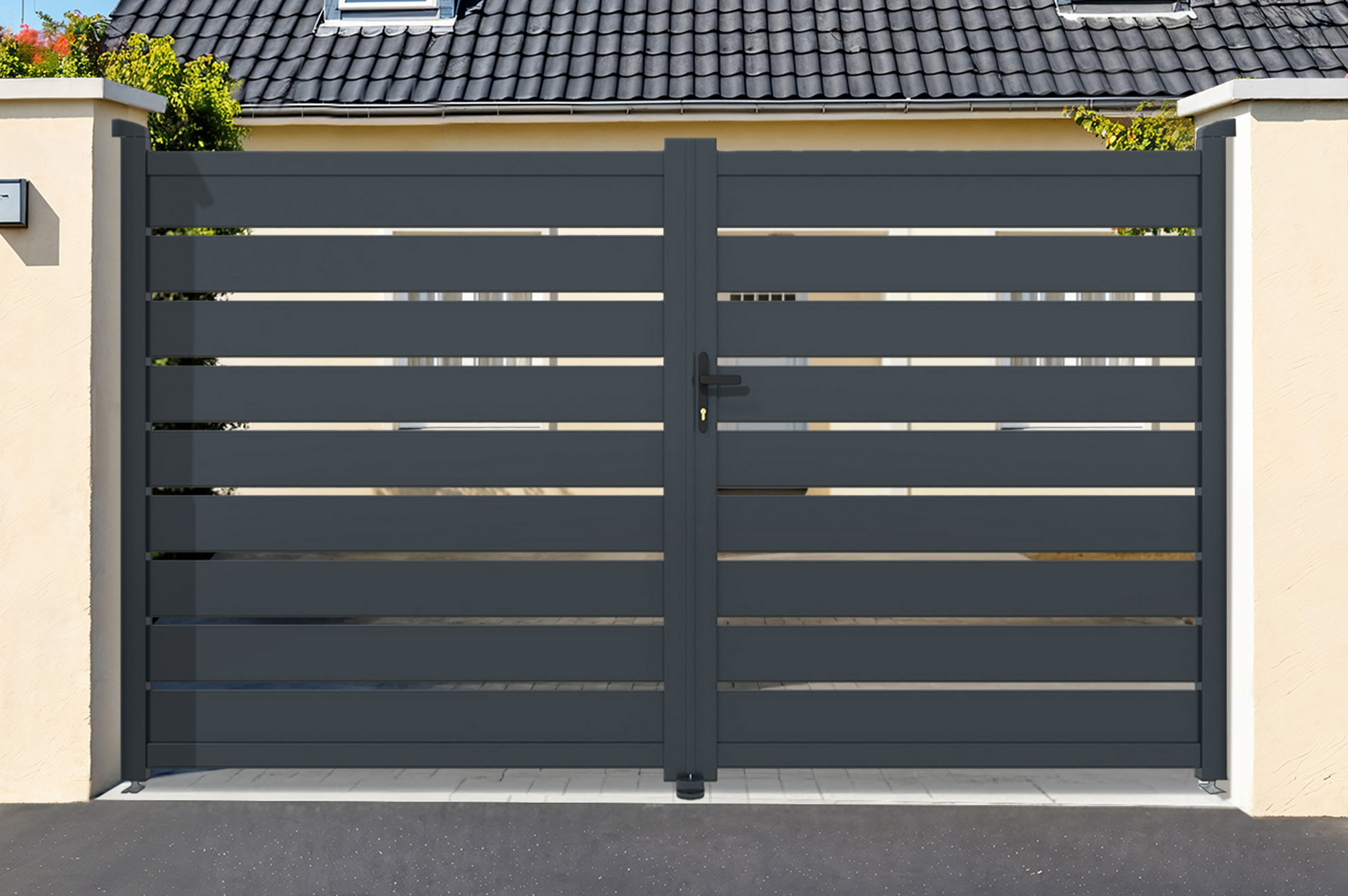Portail battant 3m VOGEL H.180cm gris 1
