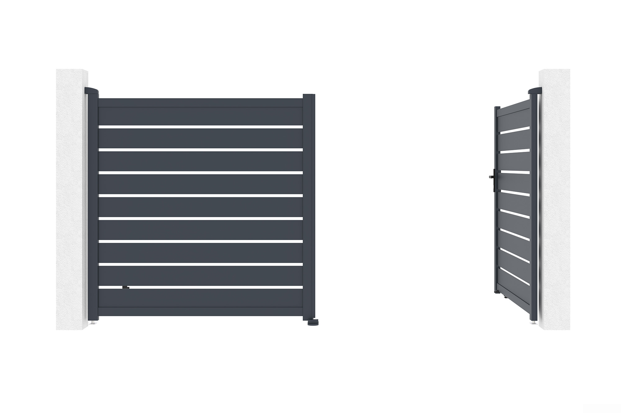 Portail battant 3,5m VOGEL H.180cm + Portillon 1m VOGEL H.180cm aluminium gris 5