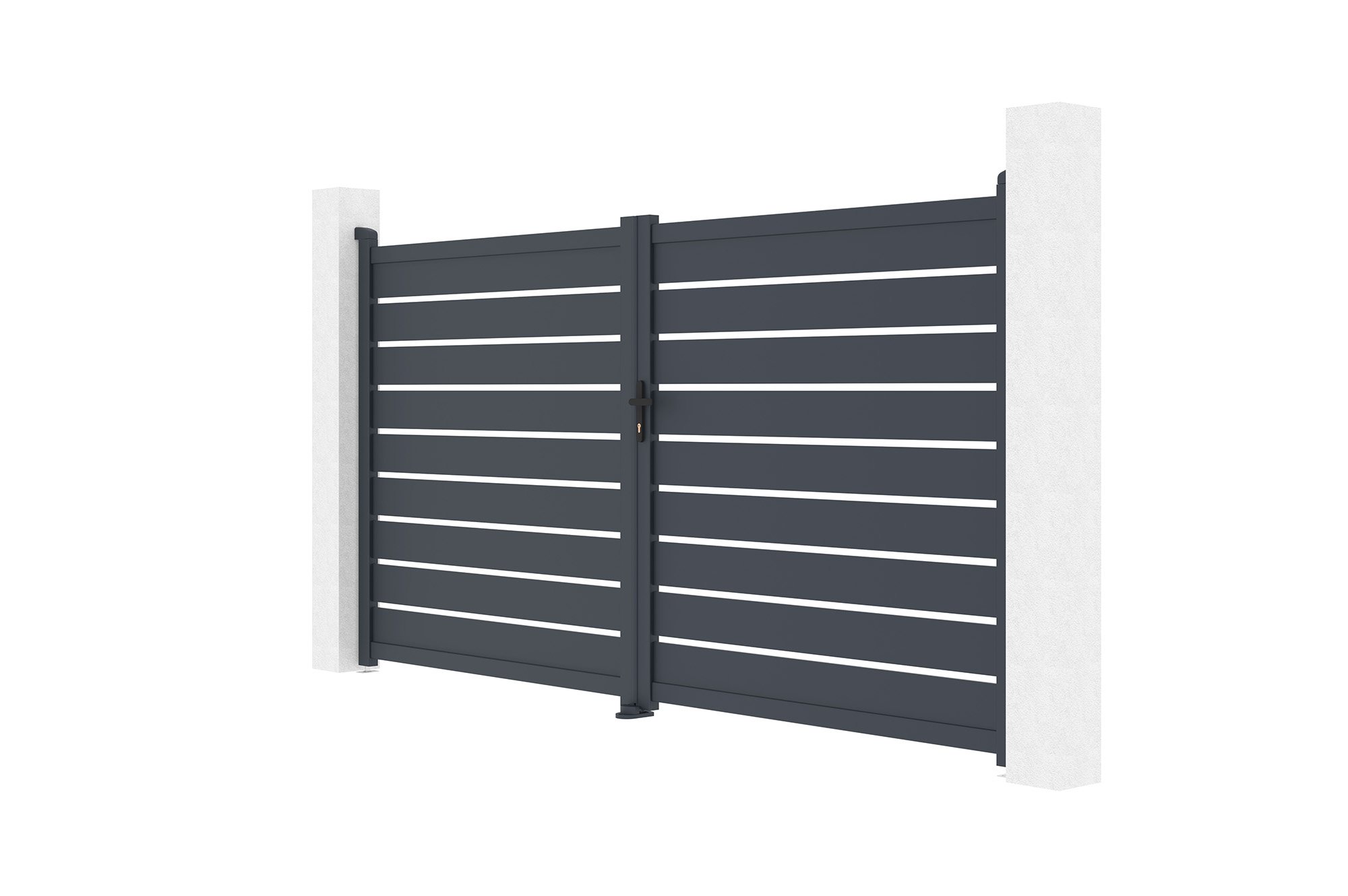 Portail battant 3,5m VOGEL H.180cm + Portillon 1m VOGEL H.180cm aluminium gris 4