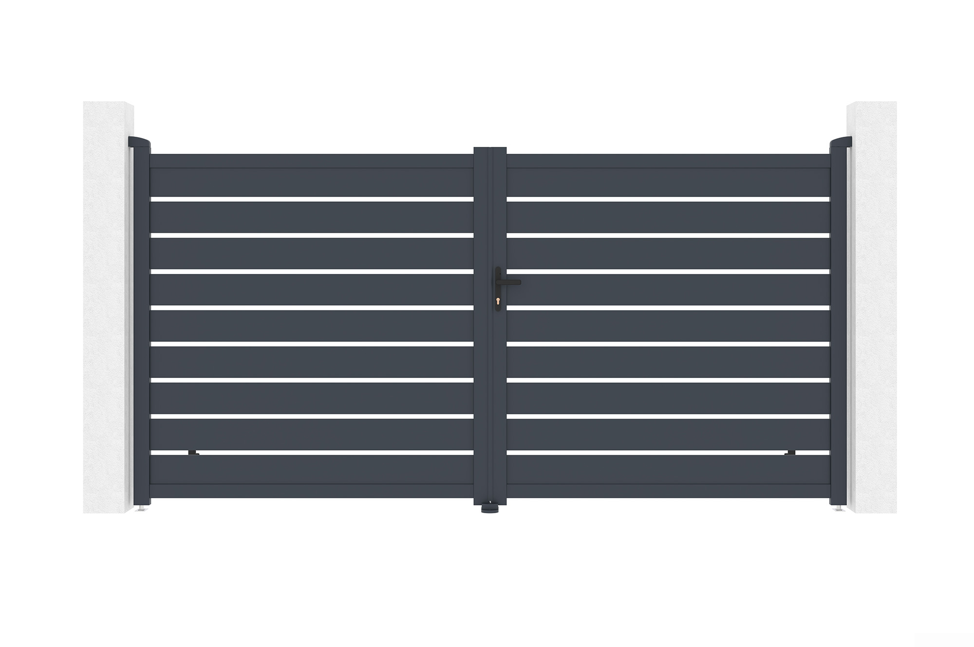 Portail battant 3,5m VOGEL H.180cm + Portillon 1m VOGEL H.180cm aluminium gris 2