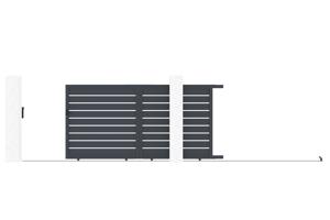 Portail coulissant 3,5m VOGEL H.180cm + Portillon 1m VOGEL aluminium gris 5