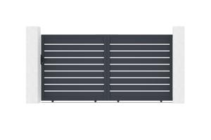 Portail coulissant 3,5m VOGEL H.180cm + Portillon 1m VOGEL aluminium gris 2