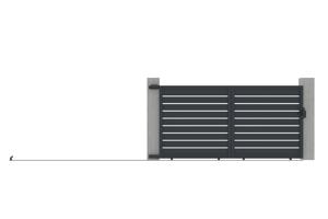 Portail coulissant 3,5m VOGEL H.180cm + Portillon 1m VOGEL aluminium gris 14