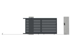 Portail coulissant 3,5m VOGEL H.180cm + Portillon 1m VOGEL aluminium gris 15