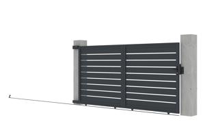 Portail coulissant 3,5m VOGEL H.180cm + Portillon 1m VOGEL aluminium gris 13
