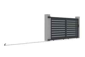 Portail coulissant 3,5m VOGEL H.180cm + Portillon 1m VOGEL aluminium gris 12