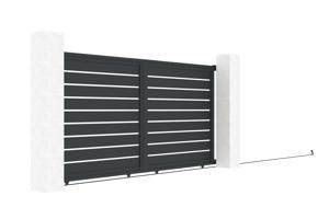 Portail coulissant 3,5m VOGEL H.180cm + Portillon 1m VOGEL aluminium gris 3