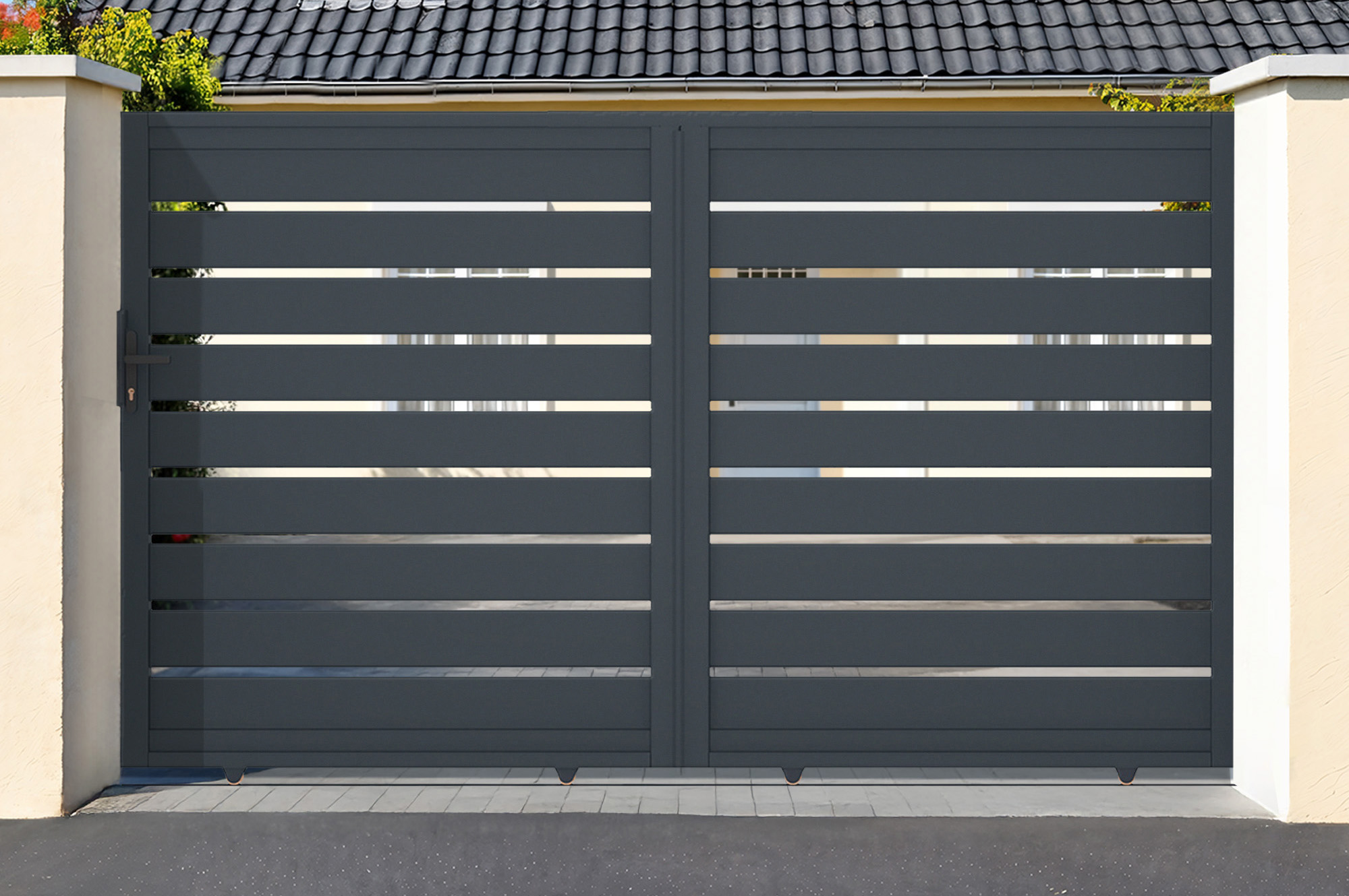 Schiebetor aus aluminium 3,5m VOGEL H.180cm grau main_image