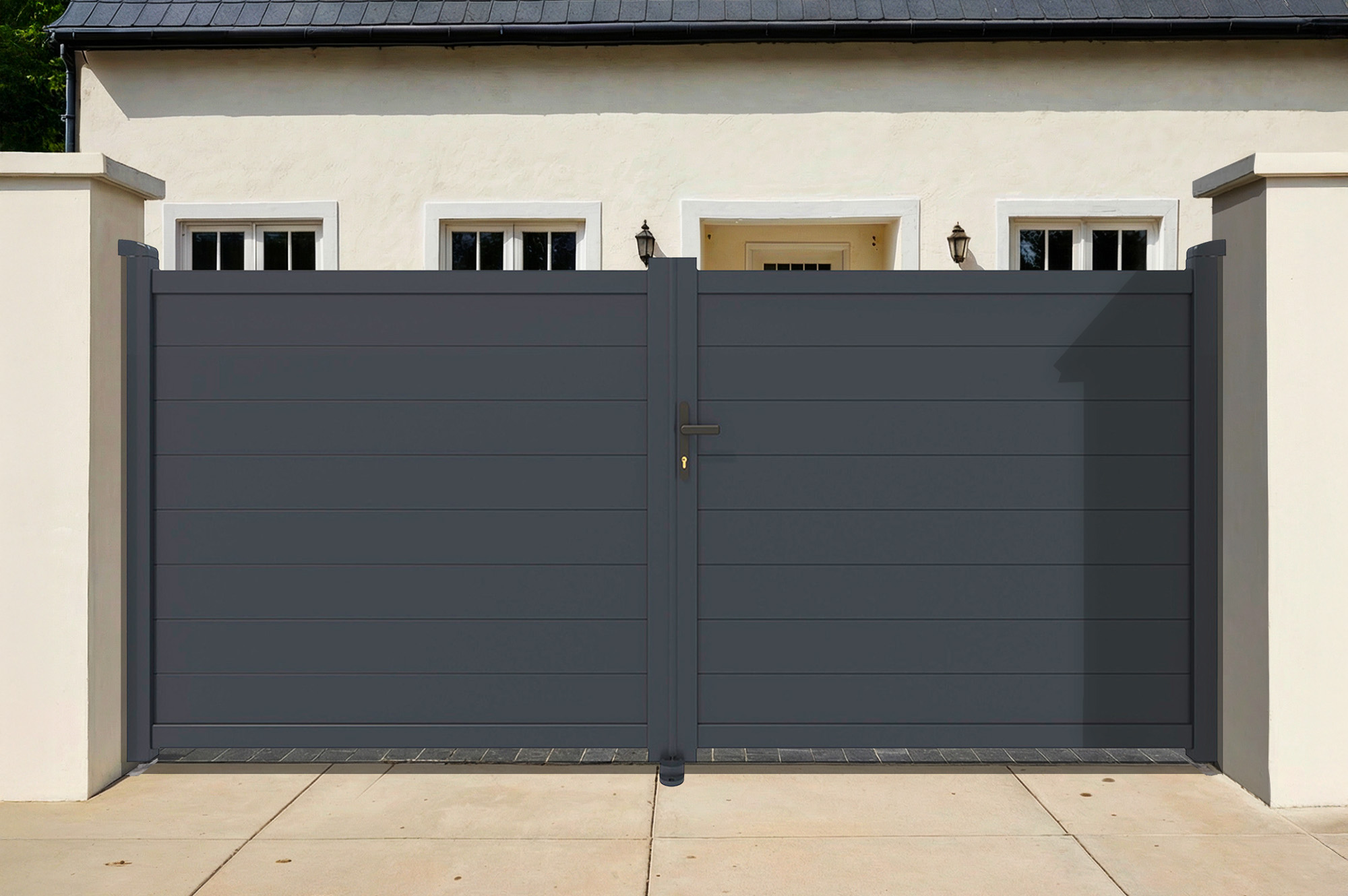 Swing gate 4m EIGER H.140cm grey aluminium 1