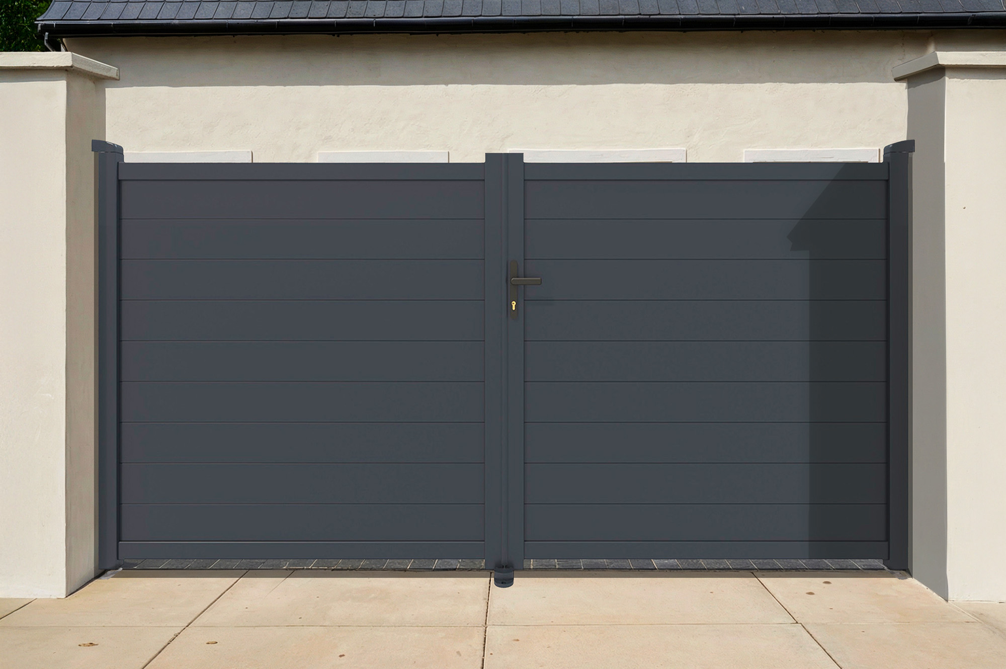 Swing gate 3,5m EIGER H.160cm grey aluminium 1