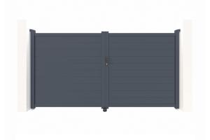 EIGER H.180cm grey aluminium adjustable swing gate, 3m width 2