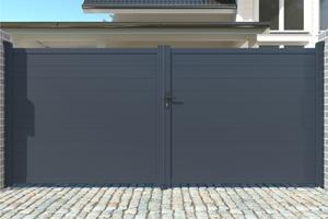 EIGER H.180cm grey aluminium adjustable swing gate, 3m width 3