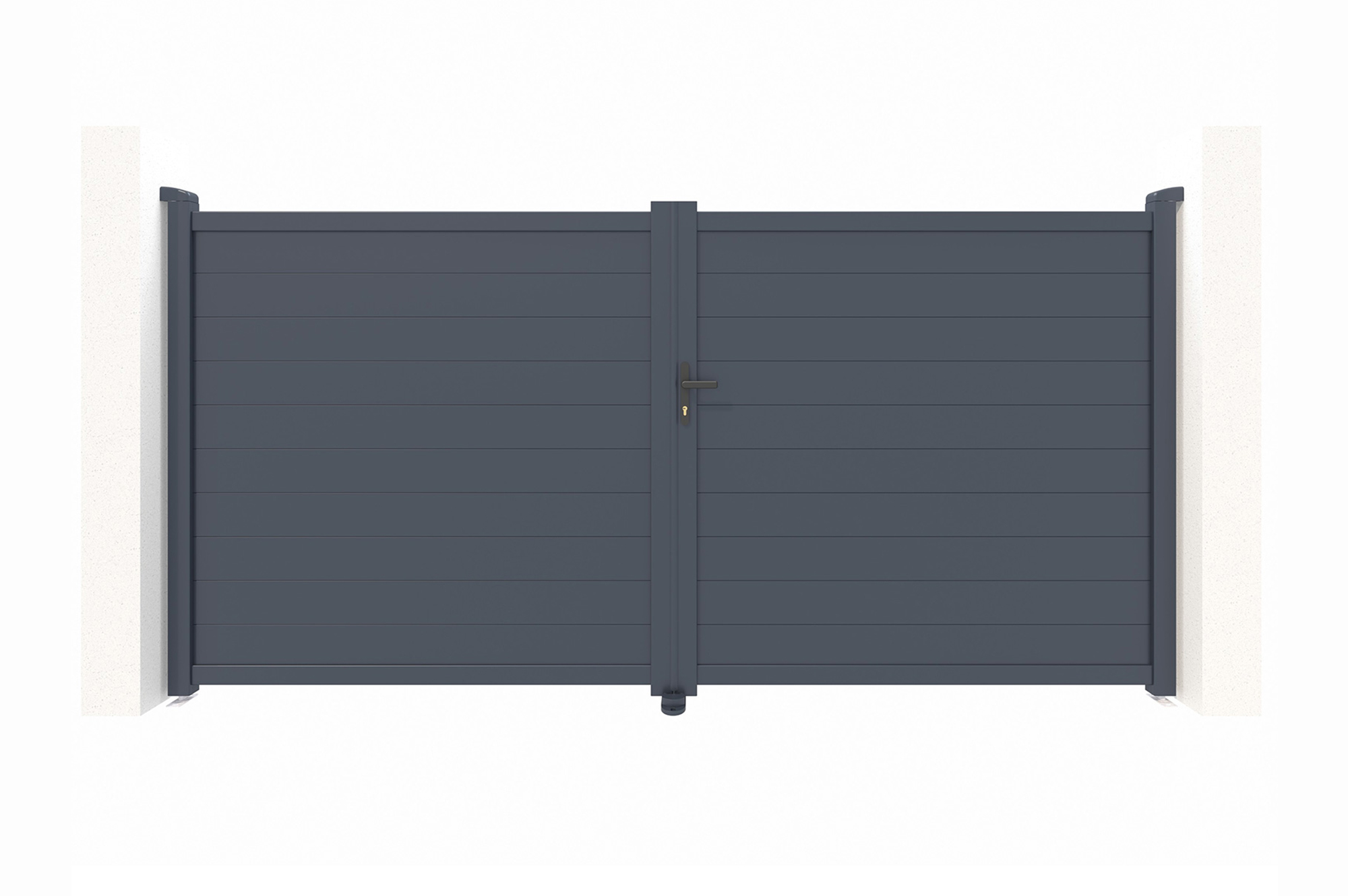 Justerbar svingport bredde 3,5m EIGER H.180cm grå aluminium 2