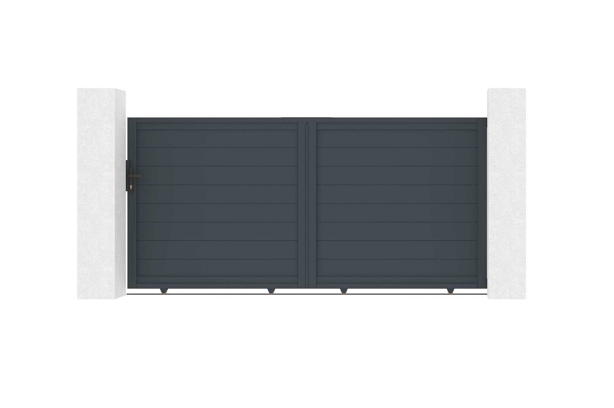 Schiebetor 3m EIGER H.140cm + Gartentür 1m EIGER H.140cm aluminium grau 2