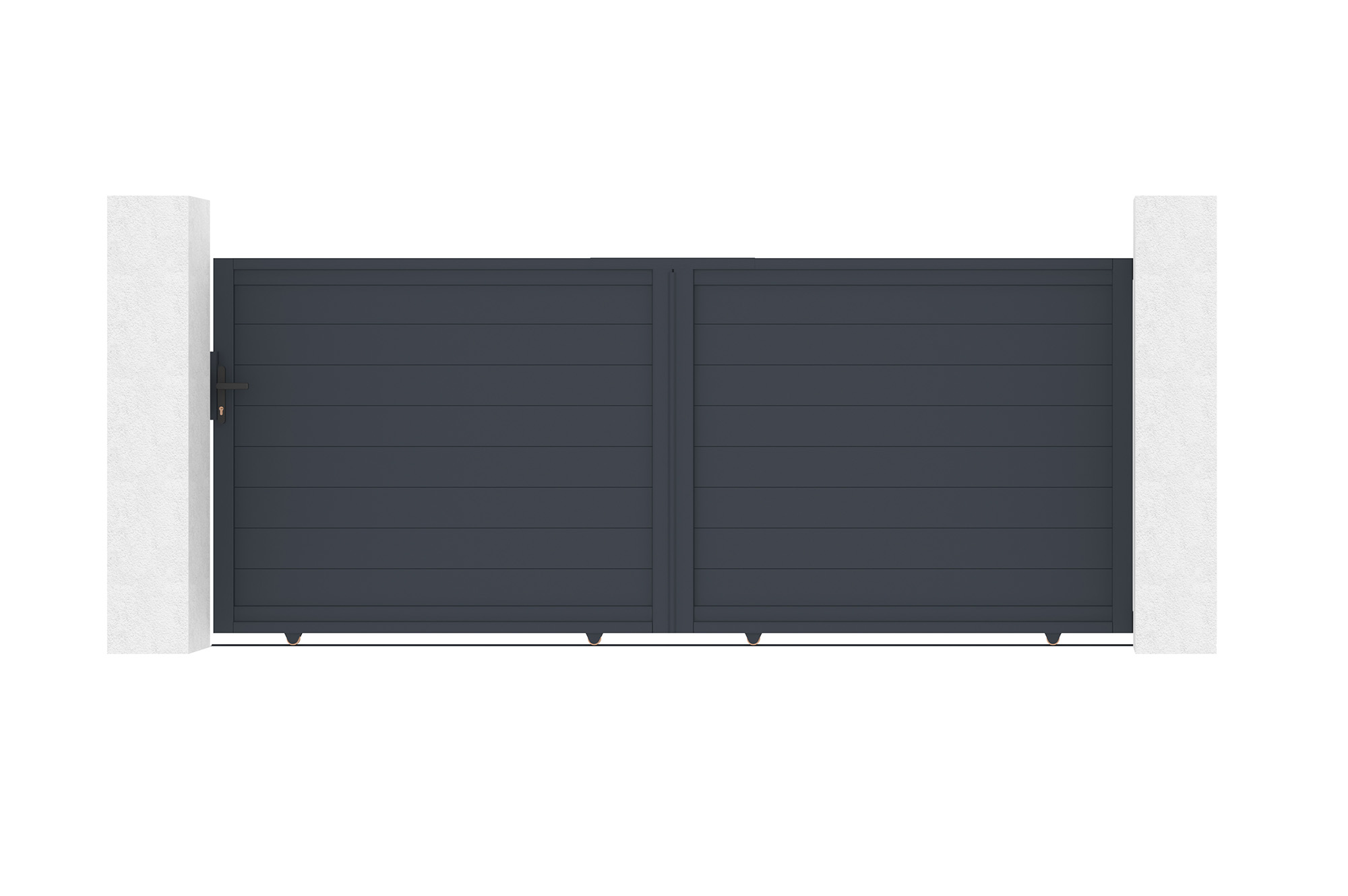 Portail coulissant 3,5m EIGER H.140cm + 2 poteaux H.166cm aluminium gris 2