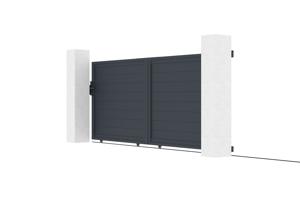 Portail coulissant 3,5m EIGER H.160cm + Portillon 1m EIGER aluminium gris 5
