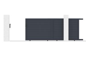 Portail coulissant 3,5m EIGER H.160cm + Portillon 1m EIGER aluminium gris 6