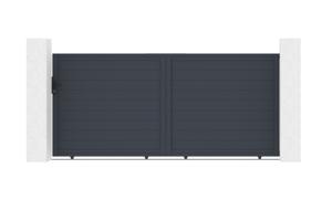 Portail coulissant 3,5m EIGER H.160cm + Portillon 1m EIGER aluminium gris 2