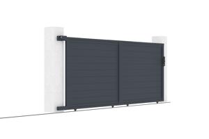 Portail coulissant 4m EIGER H.160cm + 2 poteaux H.190cm aluminium gris 9