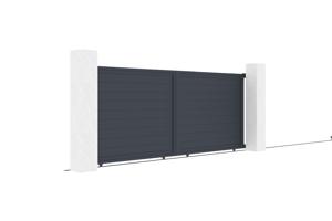 Portail coulissant 4m EIGER H.160cm + 2 poteaux H.190cm aluminium gris 4