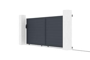 Portail coulissant 4m EIGER H.160cm + 2 poteaux H.190cm aluminium gris 5