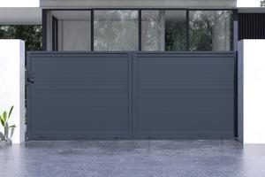 Portail coulissant 4m EIGER H.160cm + 2 poteaux H.190cm aluminium gris 3