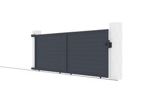 Portail coulissant 4m EIGER H.160cm + 2 poteaux H.190cm aluminium gris 10