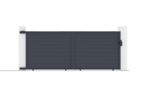 Portail coulissant 4m EIGER H.160cm + 2 poteaux H.190cm aluminium gris 8