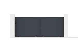 Portail coulissant 4m EIGER H.160cm + 2 poteaux H.190cm aluminium gris 2