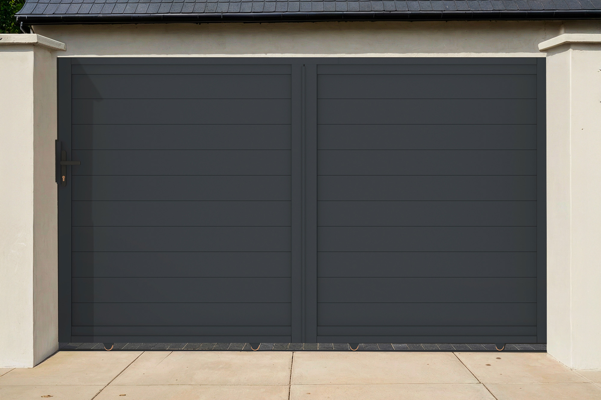 Portail coulissant 4m EIGER H.180cm aluminium gris 1