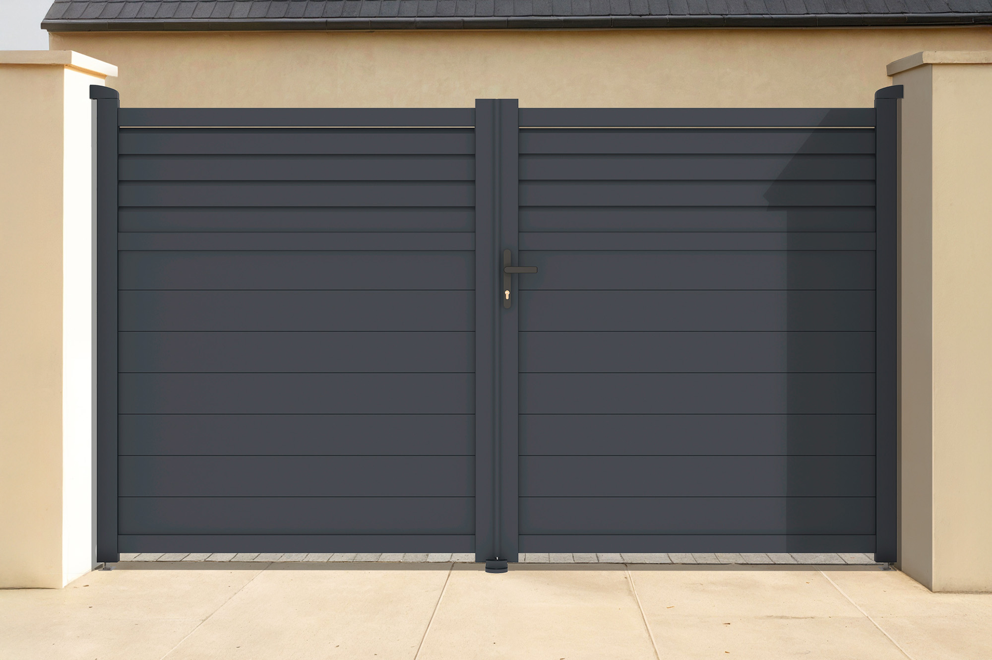 Swing gate 3m CARPATIA H.180cm grey aluminium 1