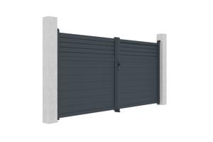 Swing gate 3,5m CARPATIA H.180cm + 2 posts H.190cm grey aluminium 4