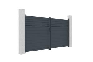 Swing gate 3,5m CARPATIA H.180cm + 2 posts H.190cm grey aluminium 19