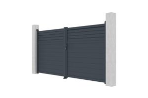 Swing gate 3,5m CARPATIA H.180cm + 2 posts H.190cm grey aluminium 5