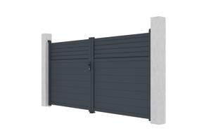 Swing gate 3,5m CARPATIA H.180cm + 2 posts H.190cm grey aluminium 18