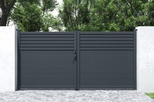 Swing gate 3,5m CARPATIA H.180cm + 2 posts H.190cm grey aluminium 16