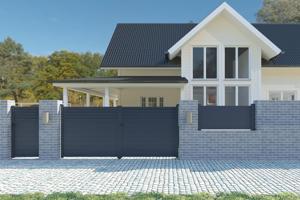 Swing gate 3,5m CARPATIA H.180cm + 2 posts H.190cm grey aluminium 3