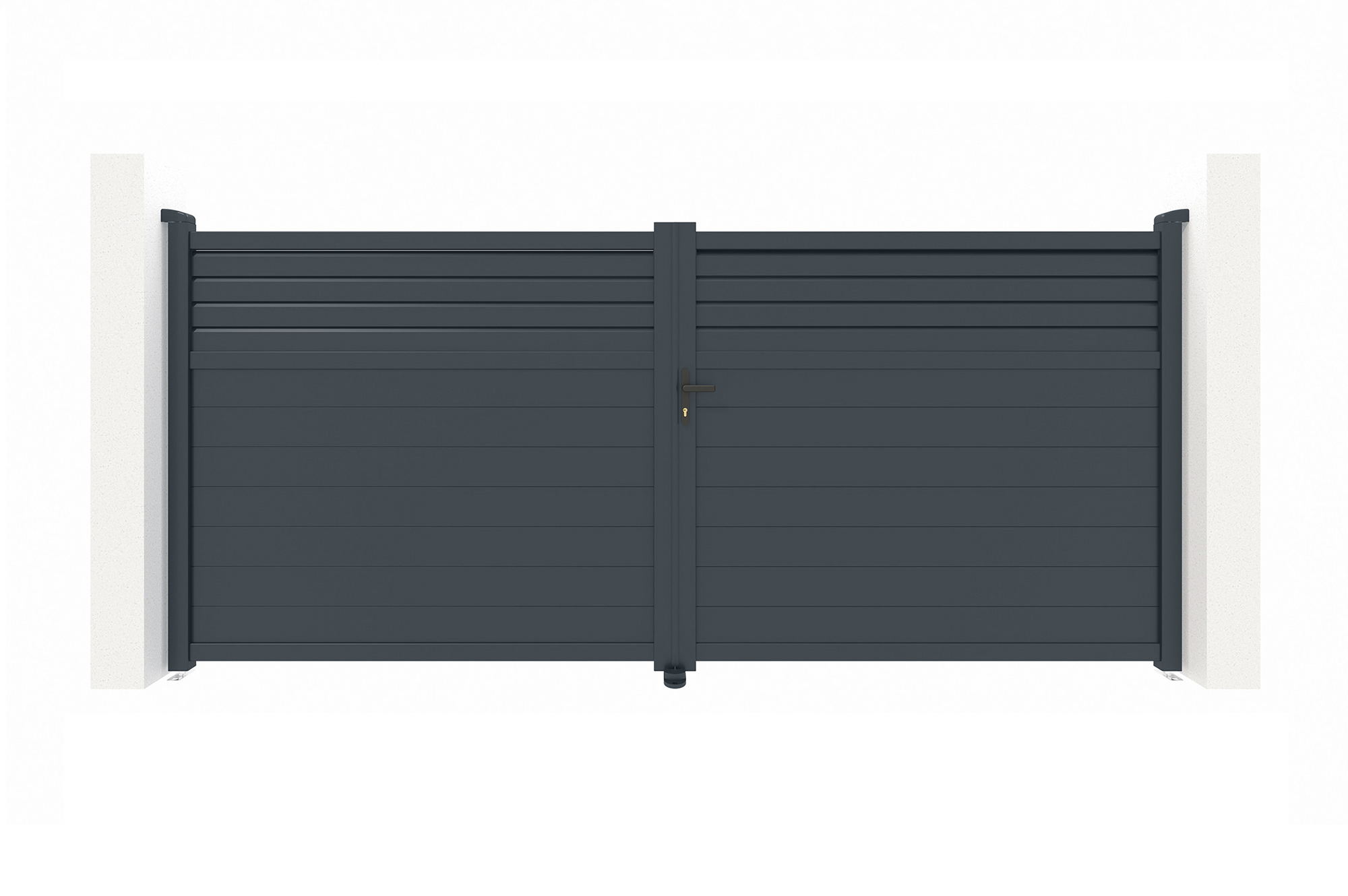 Portail battant 4m CARPATIA H.180cm + 2 poteaux H.190cm aluminium gris 2