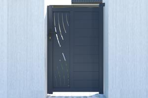 Portail coulissant 3,5m VELETA H.180cm + Portillon 1m VELETA aluminium 8