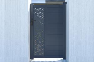 Portail battant 4m ADULA H.180cm + Portillon 1m ADULA aluminium gris 7