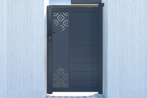 Portail battant 4m TRIGLAV H.180cm + Portillon 1m TRIGLAV aluminium gris 7