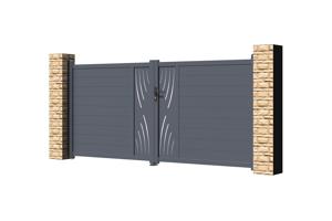 Portail battant 3,5m VELETA H.160cm aluminium gris + 2 poteaux ELDA + motorisation Ranger B150 3