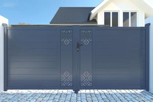 Portail battant 4m TRIGLAV H.180cm + Portillon 1m TRIGLAV aluminium gris 2