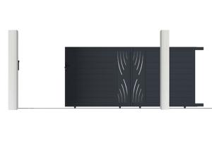 3m VELETA sliding gate, 160cm high + 1m VELETA pedestrian gate, 160cm high + 4 posts + Ranger C300 motor 2