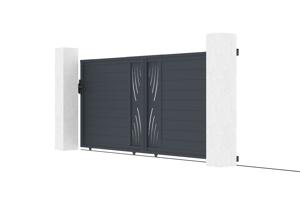 Portail coulissant 4m VELETA H.160cm aluminium gris 4
