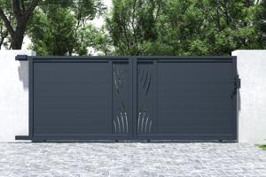 Portail coulissant 4m VELETA H.160cm aluminium gris 6