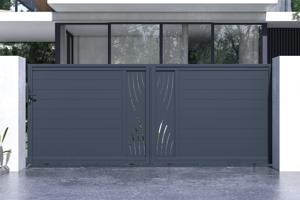 Portail coulissant 4m VELETA H.160cm aluminium gris 2