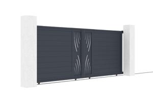Portail coulissant 4m VELETA H.160cm aluminium gris 3