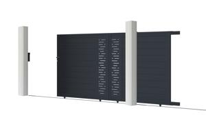 Pakket schuifpoort 3m ARLBERG 300C180 + Poort ARLBERG 100P180 Grijs 3